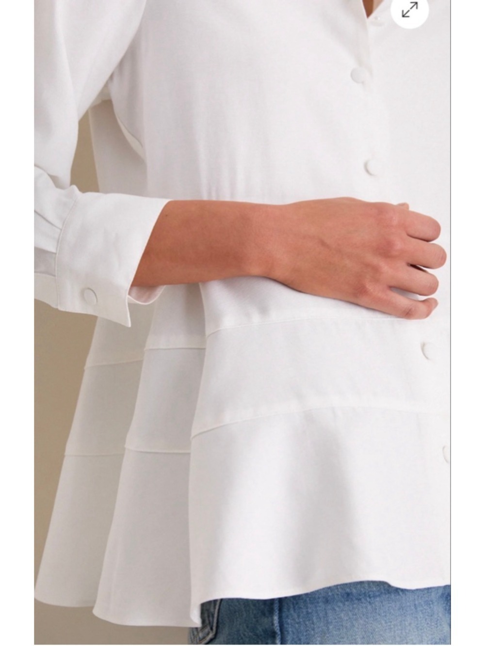 NWT Tuckernuck POMANDER PLACE White Ashlen Blouse M 19in P to P - Picture 5 of 7